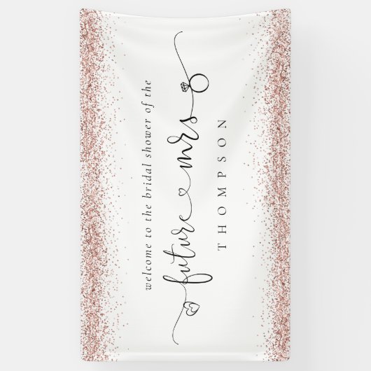 Roos Gold Glitter Future Mrs Welcome Vrijgezellenf Spandoek (Verticaal)