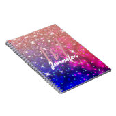 Roos Gold Glitter Galaxy Space Monogram aangepast Notitieboek (Rechterzijde)
