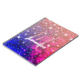 Roos Gold Glitter Galaxy Space Monogram aangepast Notitieboek (Linkerzijde)