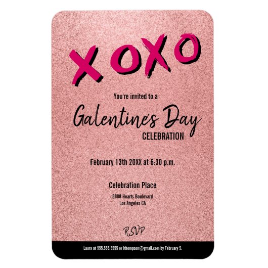 Roos Gold Glitter Galentine Valentijn Magneet (Verticaal)