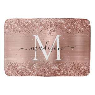 Roos Gold Glitter geborsteld Metaal Monogram Manus Badmat