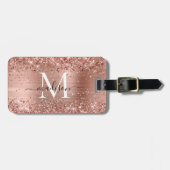 Roos Gold Glitter geborsteld Metaal Monogram Manus Bagagelabel (Voorkant horizontaal)