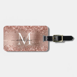 Roos Gold Glitter geborsteld Metaal Monogram Manus Bagagelabel