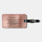 Roos Gold Glitter geborsteld Metaal Monogram Manus Bagagelabel (Achterkant horizontaal)