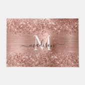 Roos Gold Glitter geborsteld Metaal Monogram Manus Deurmat (Voorkant)