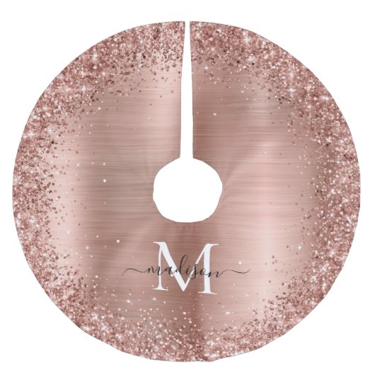 Roos Gold Glitter geborsteld Metaal Monogram Manus Kerstboom Rok (Voorkant)