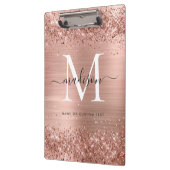 Roos Gold Glitter geborsteld Metaal Monogram Manus Klembord (Links)