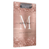 Roos Gold Glitter geborsteld Metaal Monogram Manus Klembord (Rechts)