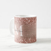 Roos Gold Glitter geborsteld Metaal Monogram Manus Koffiemok (Voorkant links)
