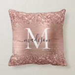 Roos Gold Glitter geborsteld Metaal Monogram Manus Kussen<br><div class="desc">Blush Pink Rose Gold Glitter Sparkle Brushed Metal Girly Script Monogram Sierkussen</div>