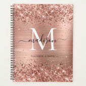 Roos Gold Glitter geborsteld Metaal Monogram Manus Planner (Voorkant)