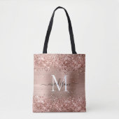Roos Gold Glitter geborsteld Metaal Monogram Manus Tote Bag (Voorkant)