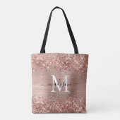 Roos Gold Glitter geborsteld Metaal Monogram Manus Tote Bag (Achterkant)