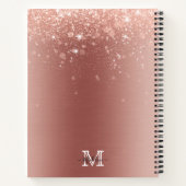 Roos Gold Glitter geborsteld Metaal Roze Monogram Notitieboek (Achterkant)