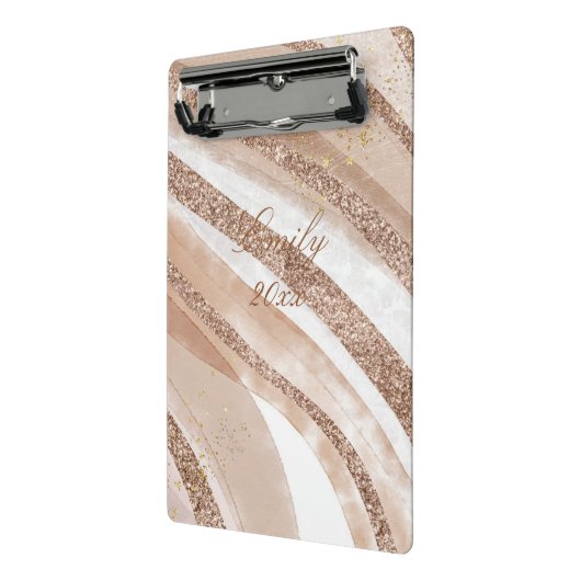 Roos Gold Glitter geborsteld ontwerp Mini Klembord (Angled2)