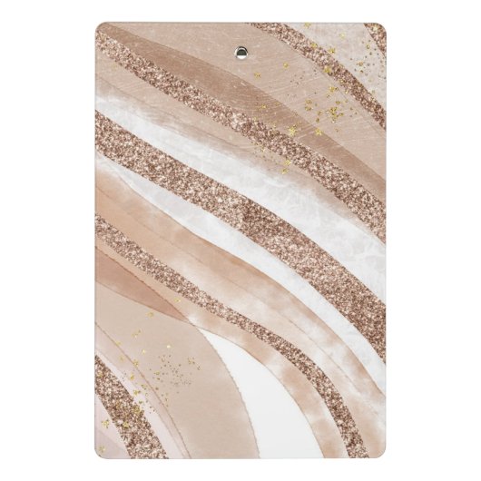 Roos Gold Glitter geborsteld ontwerp Mini Klembord (Achterkant)