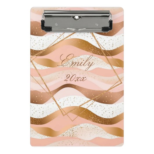 Roos Gold Glitter geborsteld ontwerp Mini Klembord (Voorkant)