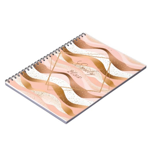 Roos Gold Glitter geborsteld ontwerp Notitieboek (Linkerzijde)