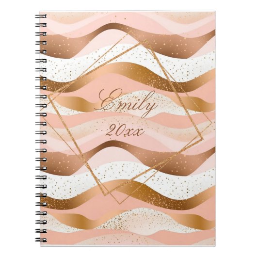 Roos Gold Glitter geborsteld ontwerp Notitieboek (Voorkant)