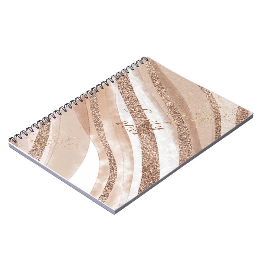 Roos Gold Glitter geborsteld ontwerp Notitieboek (Linkerzijde)