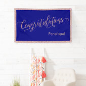 Roos Gold Glitter Gefeliciteerd Typografie Navy Spandoek (Insitu)