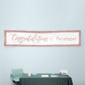 Roos Gold Glitter Gefeliciteerd Typografie Wit Spandoek (Beurs)