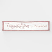 Roos Gold Glitter Gefeliciteerd Typografie Wit Spandoek (Horizontaal)