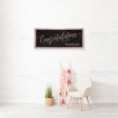 Roos Gold Glitter Gefeliciteerd Typografie Zwart Spandoek (Insitu)
