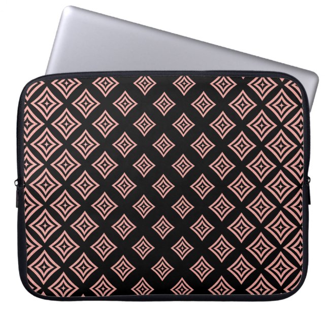 Roos Gold Glitter Geometric Shaptern Pattern Laptop Sleeve (Voorkant)