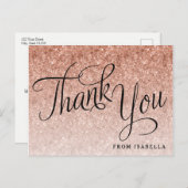 Roos Gold Glitter Gepersonaliseerd Bedankt Briefkaart (Voorkant / Achterkant)