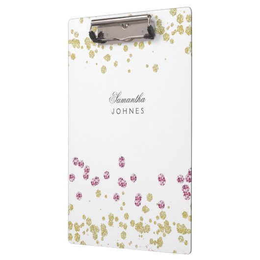 Roos Gold Glitter gepersonaliseerd klembord (Links)