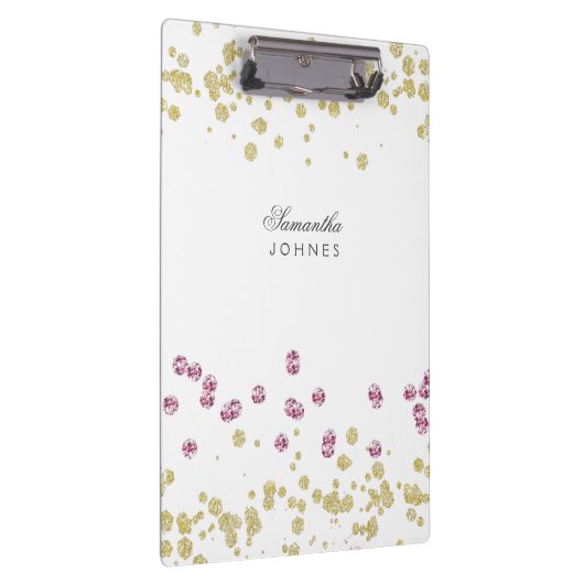 Roos Gold Glitter gepersonaliseerd klembord (Rechts)