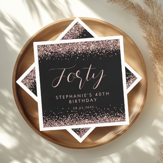 Roos Gold Glitter Gepersonaliseerde Verjaardagsfee Servet