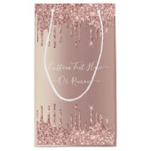 Roos Gold Glitter Gift Bag met aangepaste tekstnaa Klein Cadeauzakje (Achterkant)