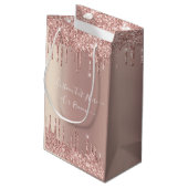 Roos Gold Glitter Gift Bag met aangepaste tekstnaa Klein Cadeauzakje (Achterkant Gekanteld)