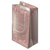 Roos Gold Glitter Gift Bag met aangepaste tekstnaa Klein Cadeauzakje (Voorkant Gekanteld)