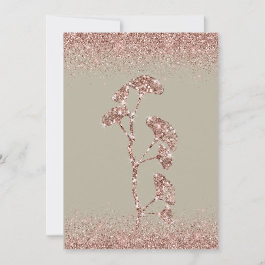 Roos Gold Glitter Gingko Leaves on Grey Mist (Achterkant)