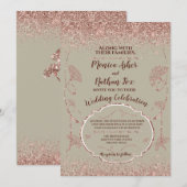 Roos Gold Glitter Gingko Leaves on Grey Mist (Voorkant / Achterkant)