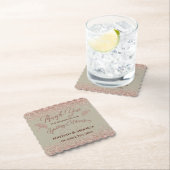 Roos Gold Glitter Gingko Leaves on Grey Mist Kartonnen Onderzetters (Insitu)