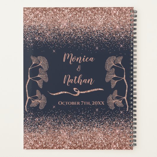 Roos Gold Glitter Ginkgo verlaat Wedding Planner (Achterkant)
