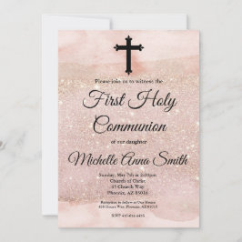 Roos Gold Glitter Girl 1e Heilige Communie Kaart