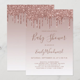 Roos Gold Glitter Girl Baby shower Invitation