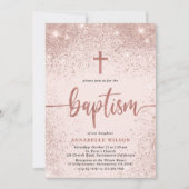 Roos Gold Glitter Girl Baptisme Foto Kaart (Voorkant)