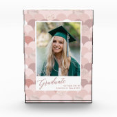 Roos Gold Glitter Girl Trendy Afstuderen Fotoblokken (Voorkant)