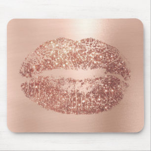 Roos Gold Glitter Girly Beauty Lips Kiss Pink Muismat