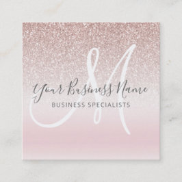 Roos Gold Glitter Girly Business Logo Monogram Vierkante Visitekaartje