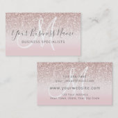 Roos Gold Glitter Girly Business Logo Monogram Visitekaartje (Voorkant / Achterkant)