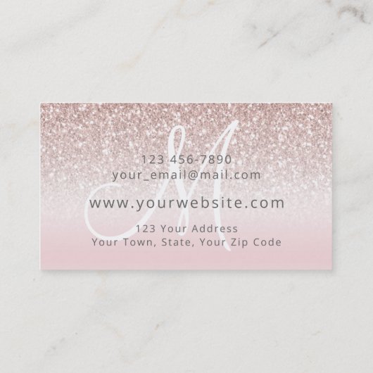 Roos Gold Glitter Girly Business Logo Monogram Visitekaartje (Achterkant)