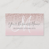 Roos Gold Glitter Girly Business Logo Monogram Visitekaartje (Voorkant)