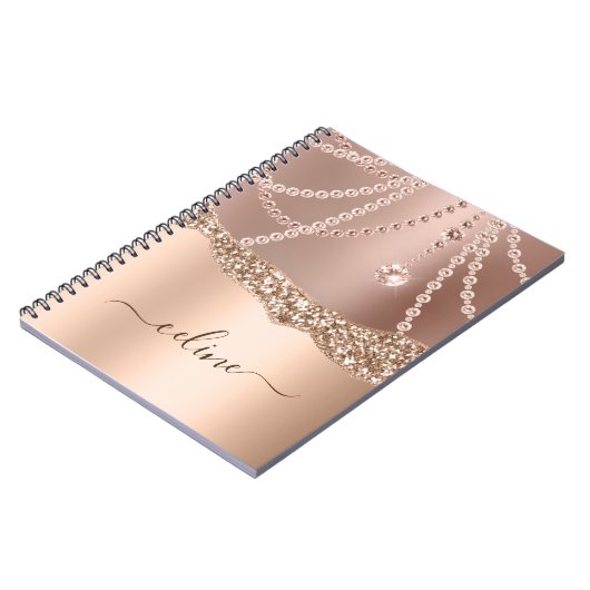 Roos Gold Glitter Girly Chich Elegant Sparkle Notitieboek (Linkerzijde)